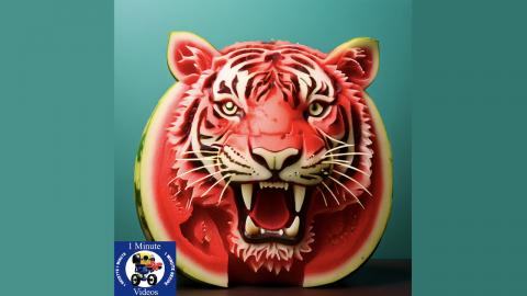 Watermelon Carving - 8 Amazing Animal Faces - Carved by A...