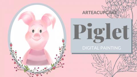 Adorable Piglet Digital Watercolor Painting | Autodesk Sk...