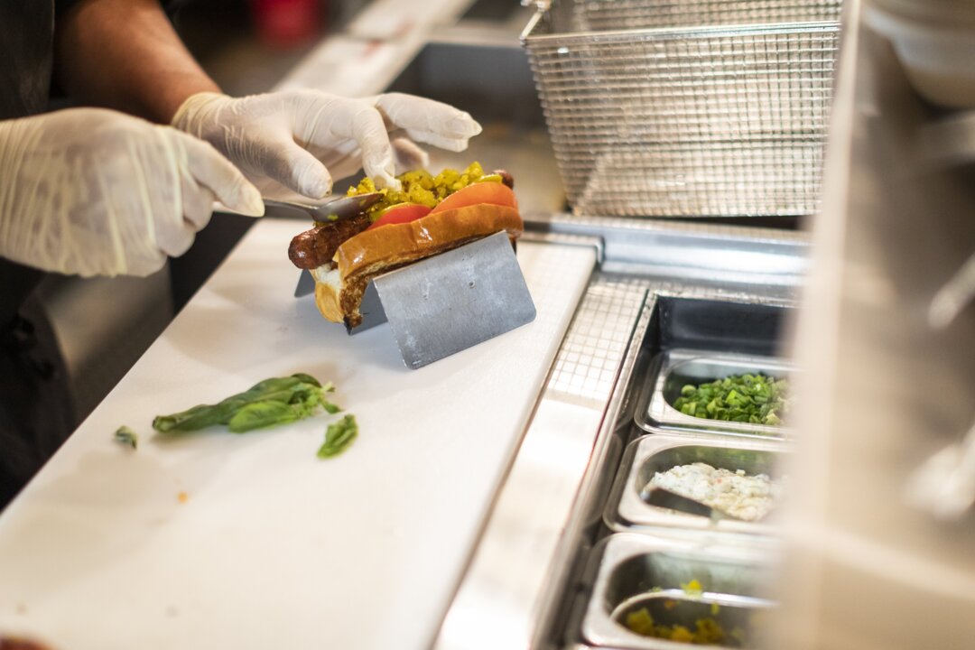 Korean hot dog is served in Tsaocha Bubble tea Lexington, Kentucky