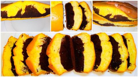 Two Tone Marble Cake. Chocolate And Vanilla Cake.