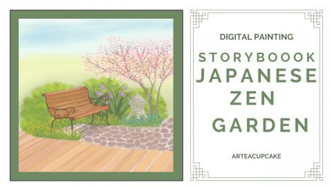 Storybook Japanese Zen Garden Digital Painting | Relaxing...