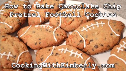 How to Bake Chocolate Chip Pretzel Football Cookies: Cook...
