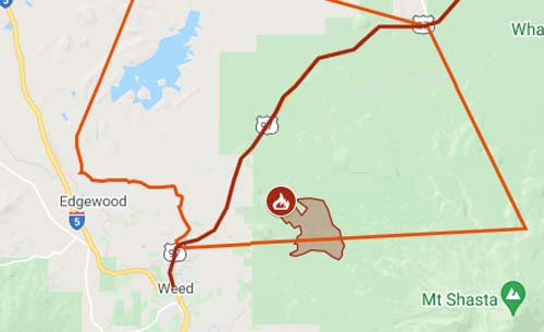Map: Lava Fire evacuation, highway closure near Weed