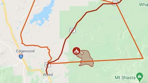 Map: Lava Fire evacuation, highway closure near Weed