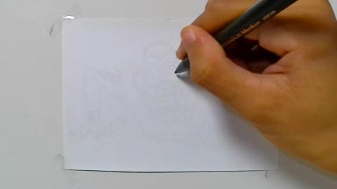 Drawing graffiti zombie grandpa coming out of the grave