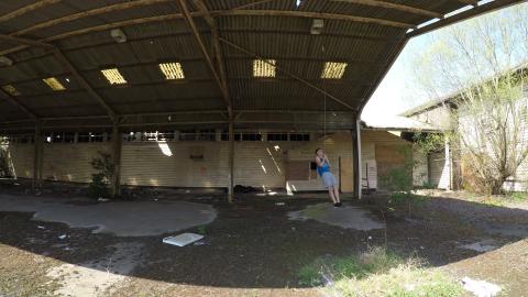 Abandoned factory. Hanging on a rope lol