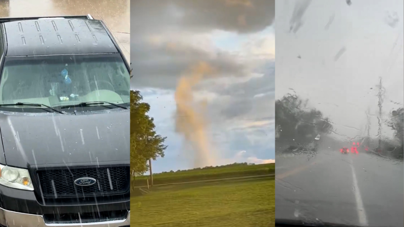 Hail pours down and tornadoes swirl as severe storms tear through ...