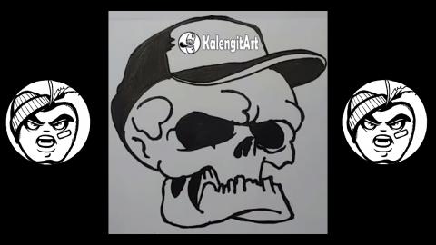 Drawing Skull hat character graffiti