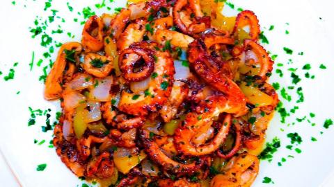Calamary stire fry, hot and spicy