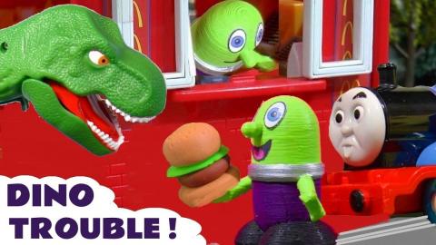Dinosaur trouble at McDonalds Drive Thru serving Thomas T...