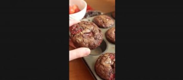 Baking Strawberry Chocolate Muffins Recipe Tutorial 