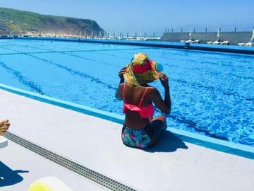 Jumping in the Largest Salt Water Swimming Pool in Europe...