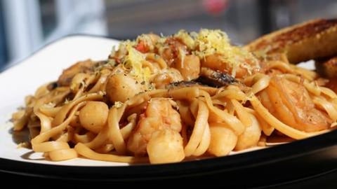 Spicy Miso Pasta with Shrimp and Scallops | It's Only Foo...