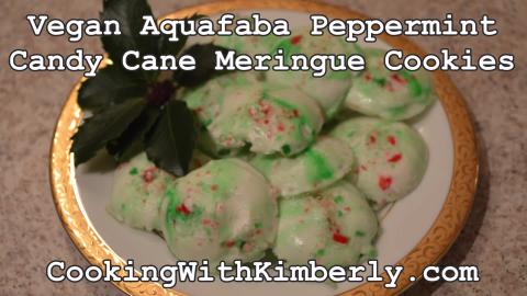 Vegan Aquafaba Peppermint Candy Cane Meringue Cookies: Co...