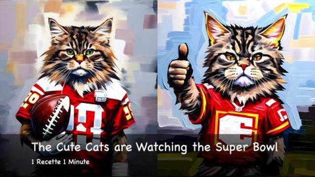 The Cute Cats are Watching the Super Bowl 