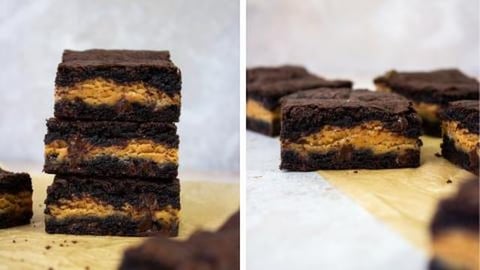 Baking Peanut Butter Chocolate Stuffed Cookie Bars