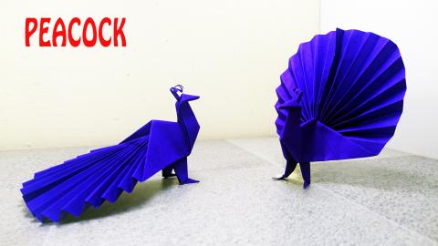 PEACOCK | PAPER PEACOCK | DANCING PEACOCK | Origami tutor...