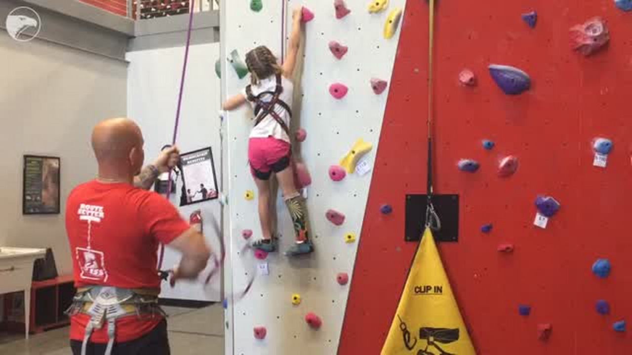 Adaptive climbing at Wichita rock climbing facility Wichita Eagle