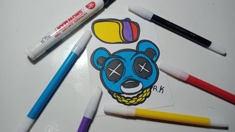 Drawing Rapper Bear Character Graffiti