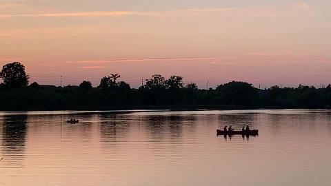 Canoes at sunset on the Rideau River 