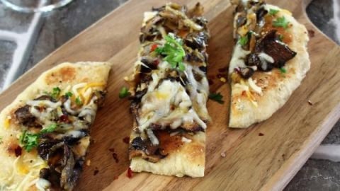 Mushroom and Onion Flatbread Pizza |  It's Only Food with...