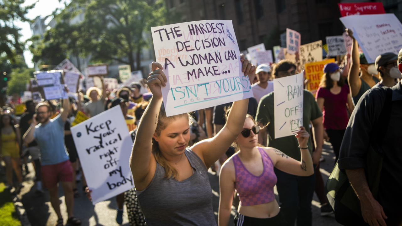 Protesters March In Raleigh Following Supreme Court Decision On 