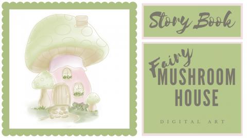 Fairy Vintage Pastel Mushroom House Digital Art for Begin...