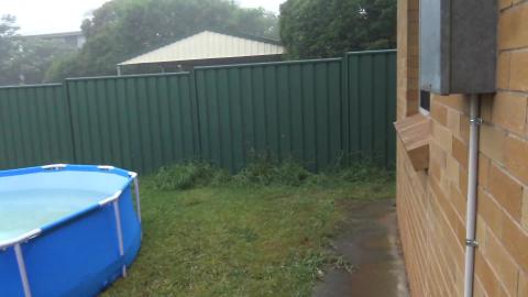 Drizzly day and filter connected to pool