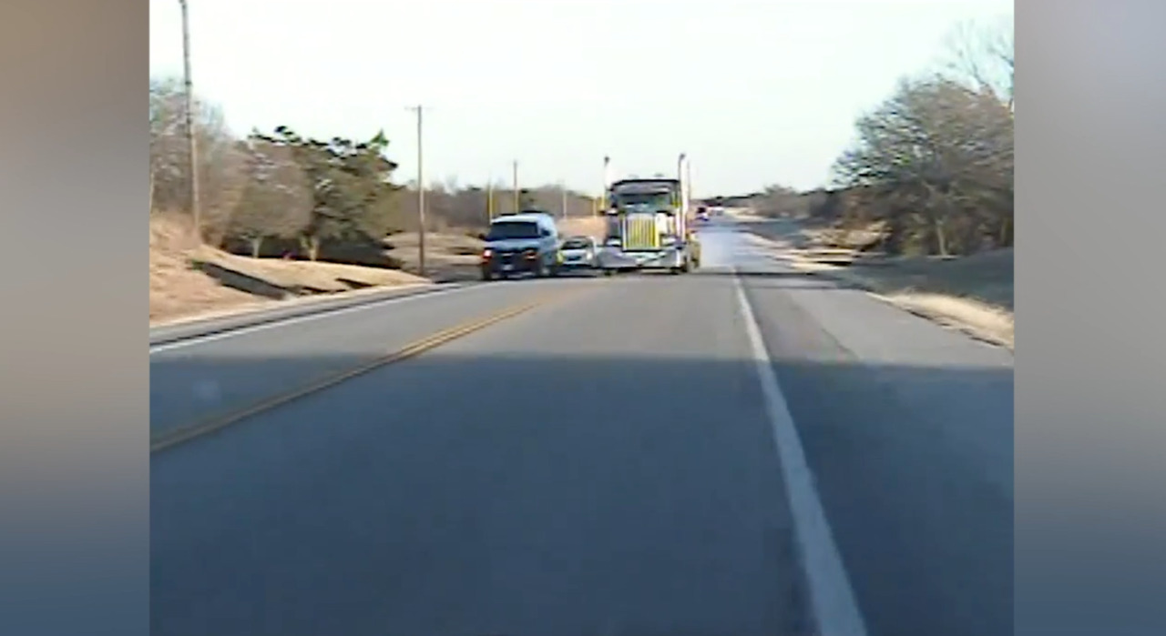 Semi Truck Nearly Crashes Head On With Oklahoma State Trooper Wichita