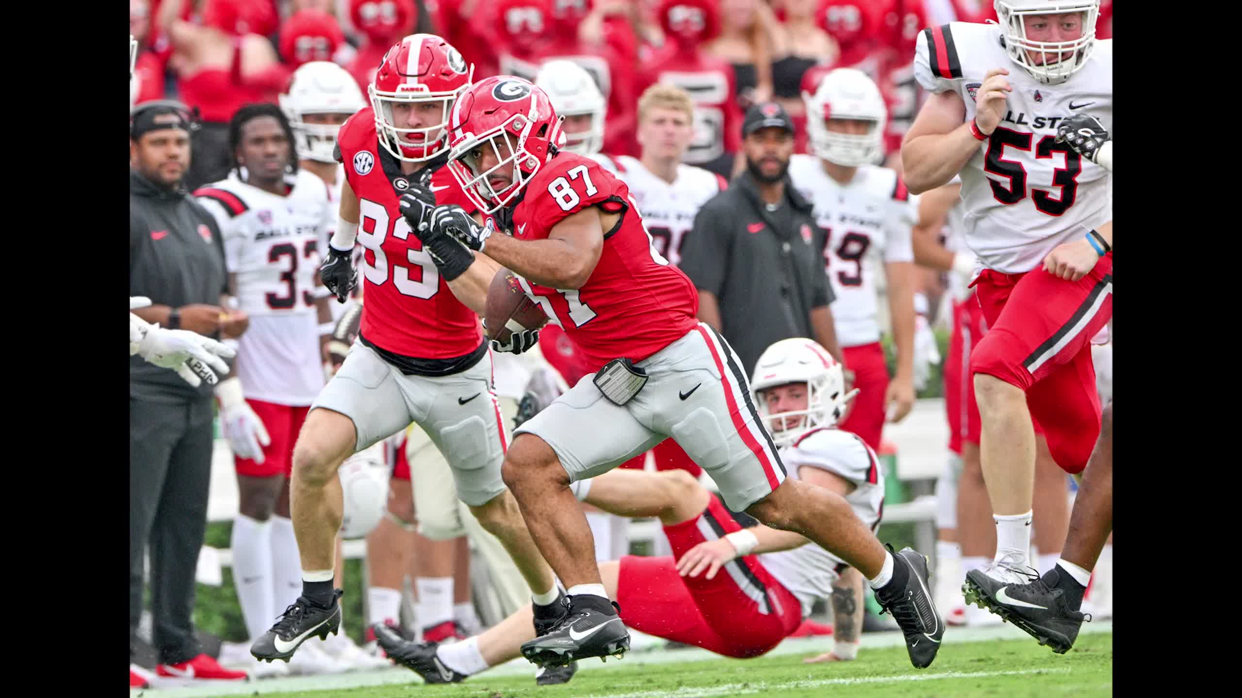 No. 1 Georgia romps 45-3 over Ball State behind Mews' punt return TD, 3  interceptions