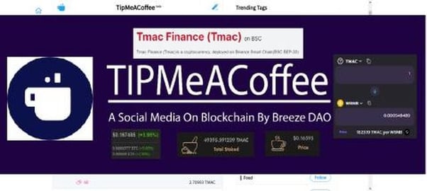 Tip Me A Coffee one of the best Crypto Micro-Blogging pla...