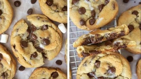 Baking Marshmallow Stuffed Chocolate Chip Cookies | Sweet...