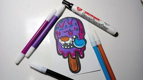 Drawing Graffiti Character Ice Cream Monster