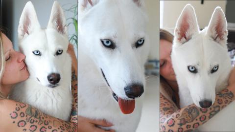 giving my dog too many hugs and kisses!