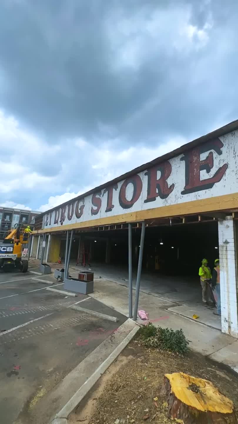 Photos: Stanley Drug Store sign comes down in Charlotte