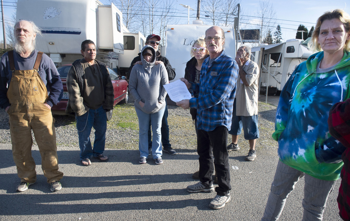 21 residents of the Puyallup River RV Park on River Road in face
