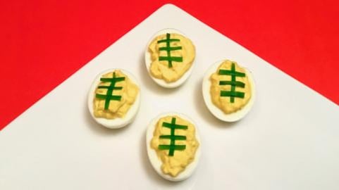 How to Make Deviled Egg Footballs / Super Bowl Party Food...