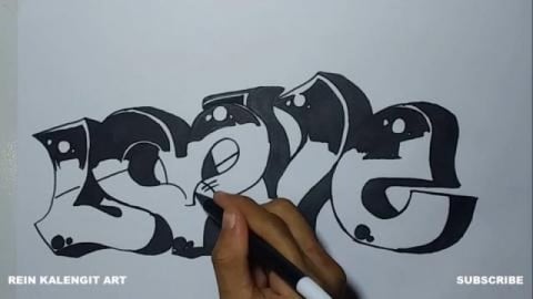 Drawing Grafity text LOVE #shorts