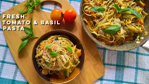 Fresh Tomato and Basil Pasta Recipe | Easy Fresh Tomato P...