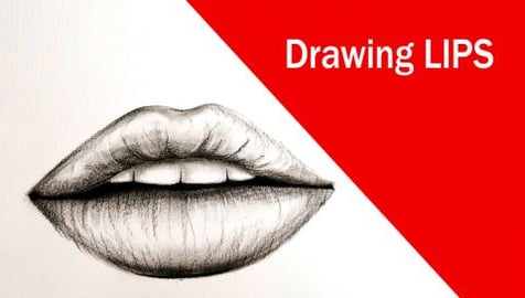 How To Draw + Shade Lip With Pencil & Charcoal