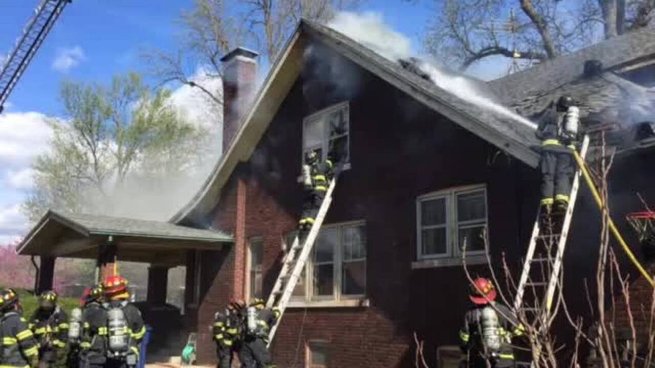 Belleville firefighters work on second floor of house fire Belleville
