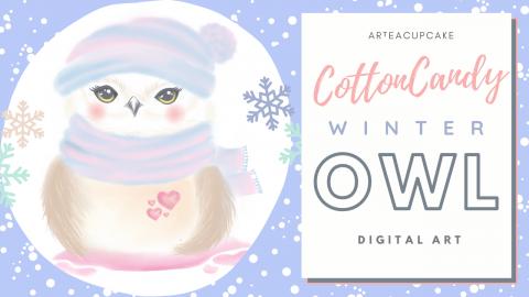 Cotton Candy Winter Owl Digital Art | Relaxing Music Pain...