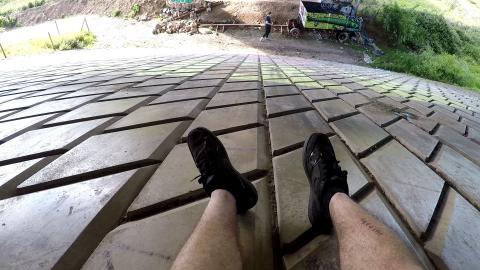 SLIDING DOWN UNDER ABANDONED ROAD...