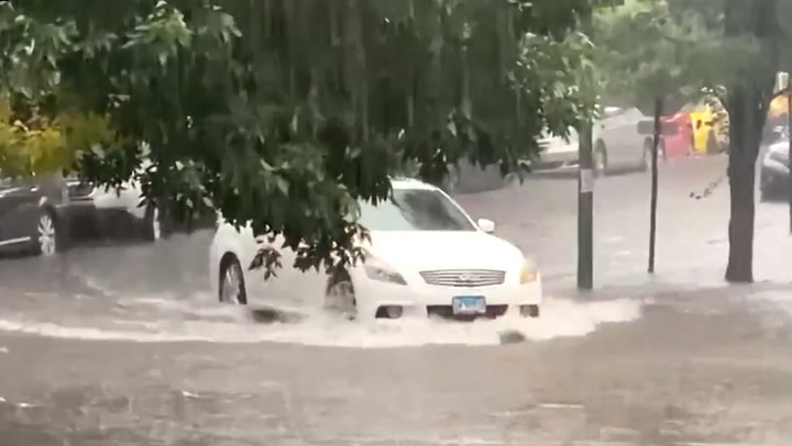 Heavy rain floods Soldier Field during Chicago Bears' season