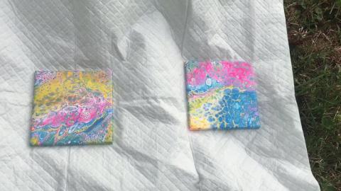 2020 Fluid Art #70 - Dried Results from Coasters #1 & 2 i...