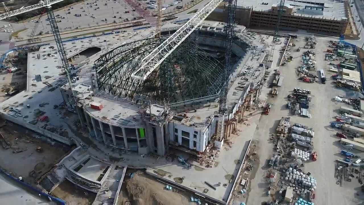 Want a better look at the progress at Dickies Arena? Take a drone tour