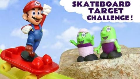 Cars Skateboarding and Target Challenge with Mario 