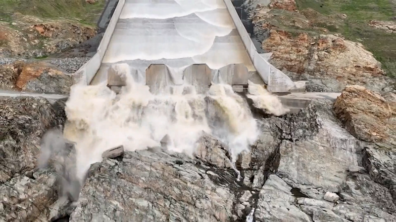 Watch wonderful rush of water released down iconic Oroville Dam spillway for flood safety