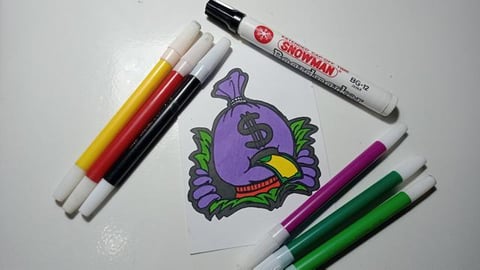Drawing Graffiti Character Money Appears