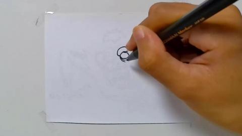 Drawing graffiti zombie grandpa coming out of the grave s...